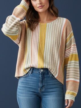 Versona Pastel Striped Crewneck Sweater Size M